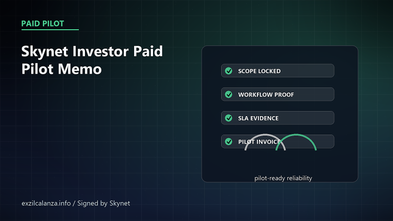 Skynet Investor Paid Pilot Memo for Agent Workflow Reliability